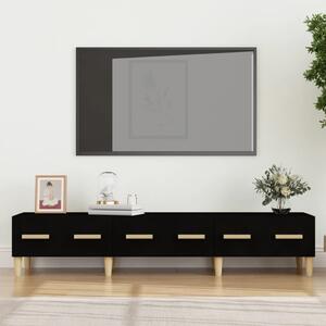 Szafka pod TV, czarna, 150x34,5x30 cm, materiał drewnopochodny