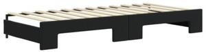 Sofa rozsuwana z materacami, czarna, 90x200 cm, aksamit