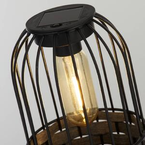 Searchlight Lampa tarasowa LED Tahoa, 26 cm, szara, rattan, IP44 Tahoa, aluminiowy / szary / cynkowy, drewno, dworkowy / rustykalny