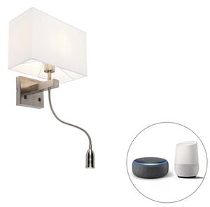 Stalowy Kinkiet / Lampa scienna Smart z kloszem kremowo-białym z Wifi P45 - Bergamo Oswietlenie wewnetrzne