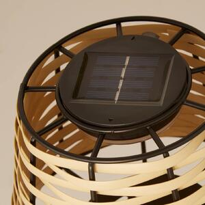 Searchlight Lampa stołowa LED Dalisay, brązowa, rattan, 31 cm, IP44 Dalisay, jasne drewno, drewno, dworkowy / rustykalny