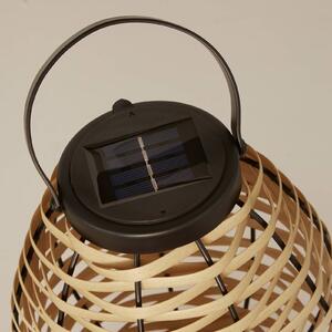Searchlight Lampa tarasowa LED Netan, brązowa, rattan, 23 cm, IP44 Netan, jasne drewno, drewno, dworkowy / rustykalny