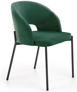 Krzesło welurowe K455 tapicerowane do jadalni - zielone