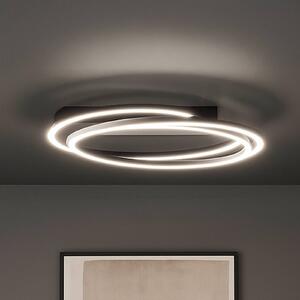 FISCHER & HONSEL Lampa sufitowa LED Kiku, możliwość ściemniania, czarny, salon / jadalnia, metal, nowoczesny
