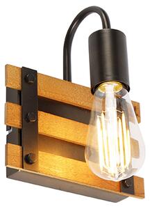 Industrialny Kinkiet / Lampa scienna brązowy z drewnem - Paleta Mai Oswietlenie wewnetrzne