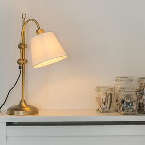 Klasyczna lampa stołowa z brązu z białym kloszem - Ashley Oswietlenie wewnetrzne