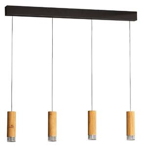FISCHER & HONSEL Lampa wisząca Shine-Wood, możliwość ściemniania, jasne drewno, salon / jadalnia, drewno
