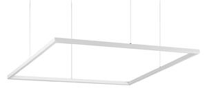 IDEAL LUX Lampa wisząca Oracle Slim Square, biały / opal, salon / jadalnia, aluminium, nowoczesny