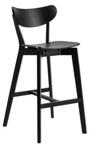 ROXY Czarny - HOKER DREWNIANY 105 cm KRZESŁO BAROWE DO KUCHNI SALONU RESTAURACJI RETRO