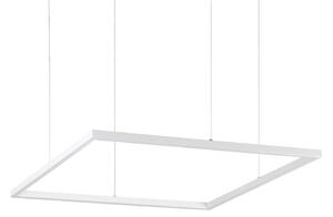 IDEAL LUX Lampa wisząca Oracle Slim Square, biały / opal, salon / jadalnia, aluminium, nowoczesny