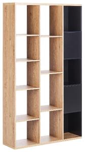 Regał na książki szafka biblioteczka styl nowoczesny minimalistyczny 14 półek 99 x 26 x 175 cm jasne drewno czarny Bangor Beliani