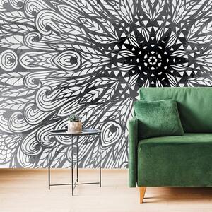 Tapeta unikalny ornament etniczny w czerni i bieli