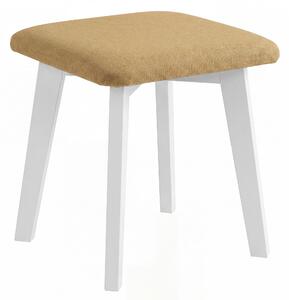 Taboret kwadratowy MILO Karmelowy (Storm 45) / stelaż bukowy biały