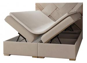 Łóżko kontynentalne z pojemnikiem na pościel i materacem BELMONDO 200x200