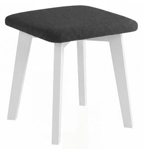 Taboret kwadratowy MILO Czarny (Storm 100) / stelaż bukowy biały