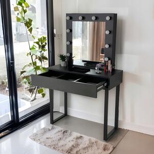 Toaletka "VOGA" z lustrem "MILA" czarny mat, 90cm, czarne U
