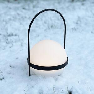 Dyberg Larsen Lampa solarna LED Summer, biała/czarna, wysokość 26 cm możliwość ściemniania, czarny, metal, design