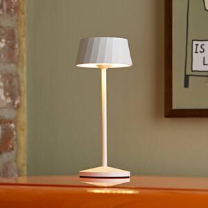 Sigor Lampa stołowa LED Facetta, biała, 22 cm, metal, CCT IP44 możliwość ściemniania, biały / opal, salon / jadalnia, aluminium, nowoczesny