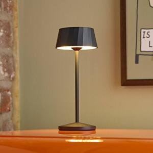 Sigor Lampa stołowa LED z akumulatorem Facetta, czarna, 22 cm, metal CCT IP44 możliwość ściemniania, czarny, salon / jadalnia, aluminium, nowoczesny