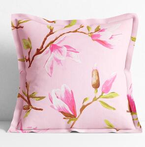 Goldea poszewka na poduszkę z ozdobną kantą bawełniana - różowe magnolie 30 x 50 cm