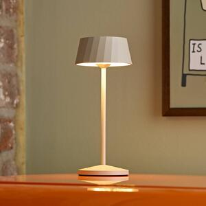 Sigor Lampa stołowa LED Facetta, beżowa, 22 cm, metal, CCT IP44 możliwość ściemniania, kremowy / amber, salon / jadalnia, aluminium, nowoczesny
