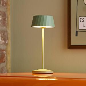 Sigor Lampa stołowa LED z akumulatorem Facetta, zielona, wysokość 22 cm, metal, CCT możliwość ściemniania, zielony, salon / jadalnia, aluminium, nowoczesny