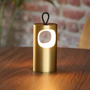 Sigor Lampa stołowa LED z akumulatorem Lunari, złota 16 cm metal CCT IP44 możliwość ściemniania, mosiężny / złoty, salon / jadalnia, aluminium, nowoczesny