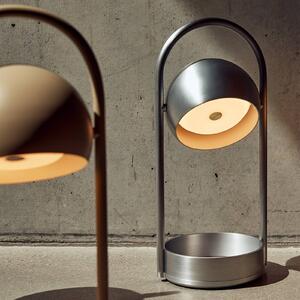 FRANDSEN Lampa stołowa LED Ball Portable, możliwość ściemniania, aluminiowy / szary / cynkowy, salon / jadalnia, metal, design