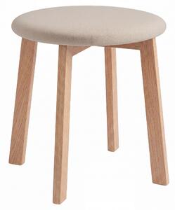 Taboret okrągły ZOI Beżowy (Storm 06) / stelaż bukowy dąb