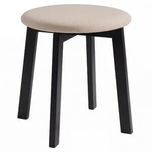 Taboret okrągły ZOI Beżowy (Storm 06) / stelaż bukowy czarny