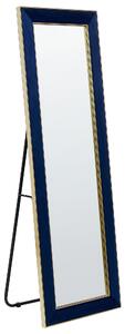 Lustro stojące podłogowe welurowe glamour 50 x 150 cm niebieskie Lautrec Beliani