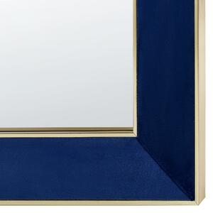 Lustro ścienne wiszące welurowe glamour 50 x 70 cm niebieskie Lautrec Beliani