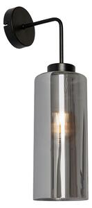Lampa ścienna w stylu art deco czarna z przydymionym szkłem - Laura