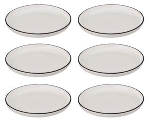 Talerze deserowe porcelanowe ALIX, czarna obwódka, 6 sztuk x Ø 20 cm