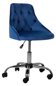 Nowoczesne niebieskie welurowe krzesło biurowe pikowane regulowana wysokość Parrish Beliani