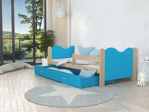 Drewniane łóżko dla dzieci sosna z niebieskim 80x190