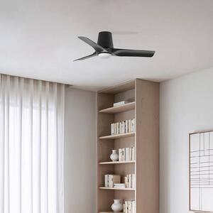 FARO BARCELONA Wentylator sufitowy LED Hey, czarny, DC, cichy, Ø 90 cm, CCT możliwość ściemniania, czarny, salon / jadalnia, tworzywo sztuczne, nowoczesny