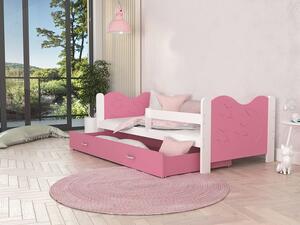 Dziewczęce łóżko 190x80 cm biało-różowe