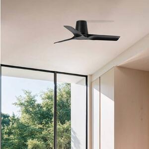 FARO BARCELONA Wentylator sufitowy Hey S, czarny, silnik DC, cichy, Ø 90 cm S, czarny, salon / jadalnia, tworzywo sztuczne, nowoczesny