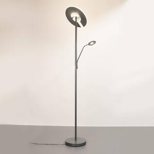 FISCHER & HONSEL Lampa stojąca LED Dent, możliwość ściemniania, aluminiowy / szary / cynkowy, salon / jadalnia, metal, nowoczesny