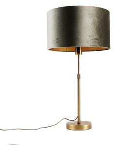 Lampa stołowa brązowa z zielonym aksamitnym abażurem 35 cm - Parte