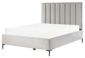 Zestaw do sypialni welur szary łóżko z pojemnikiem 160 x 200 cm 2 szafki nocne Sezanne Beliani