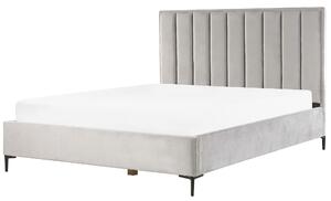 Zestaw do sypialni welur szary łóżko z pojemnikiem 180 x 200 cm 2 szafki nocne Sezanne Beliani