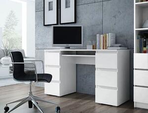 Białe duże biurko do gabinetu z szufladami - Liner 2X
