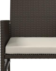 Sofa 2-os. ogrodowa ze stolikiem i podnóżkami, rattan pe, brąz