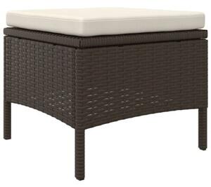 Sofa 2-os. ogrodowa ze stolikiem i podnóżkami, rattan pe, brąz