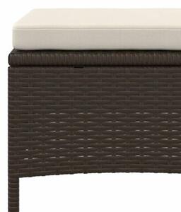 Sofa 2-os. ogrodowa ze stolikiem i podnóżkami, rattan pe, brąz