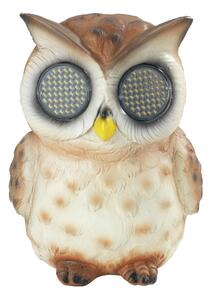 Figurka ogrodowa solarna, sowa z mrugającymi oczami LED, 13 cm