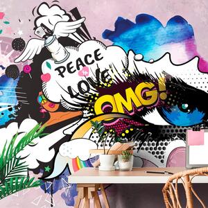 Tapeta niebieskie graffiti oko