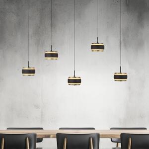PURE Lampa wisząca Falling Rings, możliwość ściemniania, czarny, salon / jadalnia, metal, nowoczesny